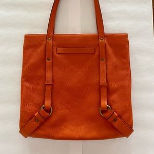 Burberry Orange Pebbled Leather Handbag